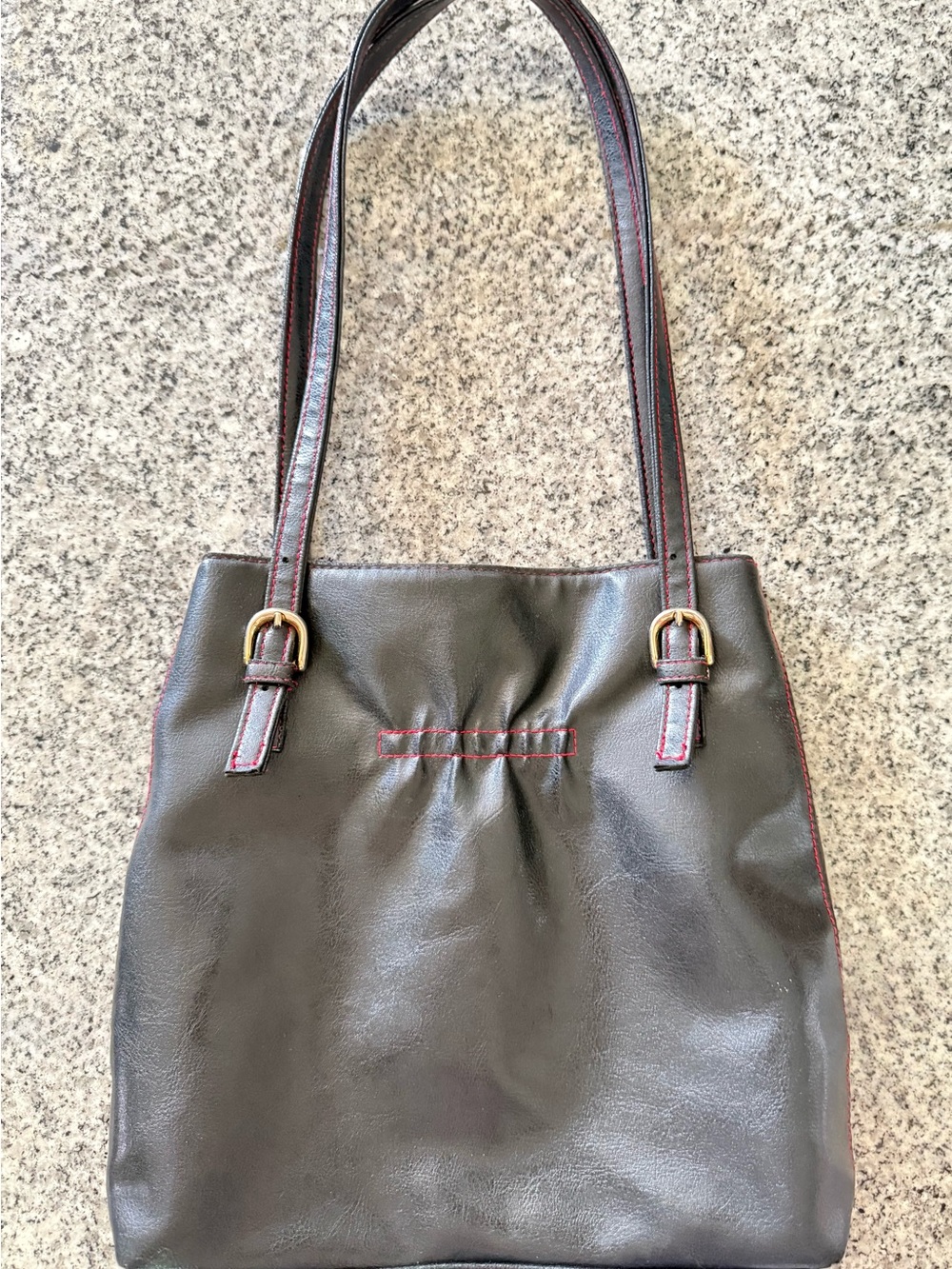 Vintage Y2K Victoria's Secret Black Tote Bag Red Stitching Shoulder Bag